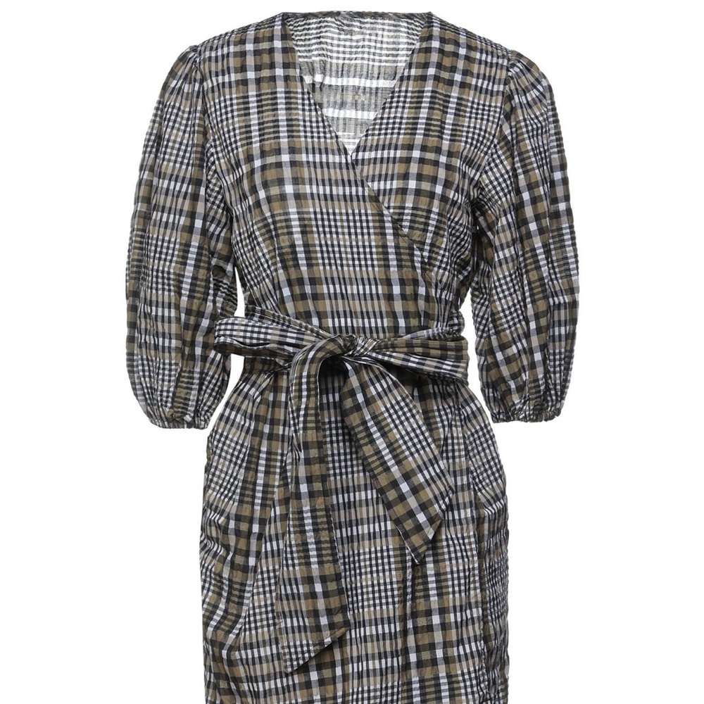 Ganni Checkered Belted Dress